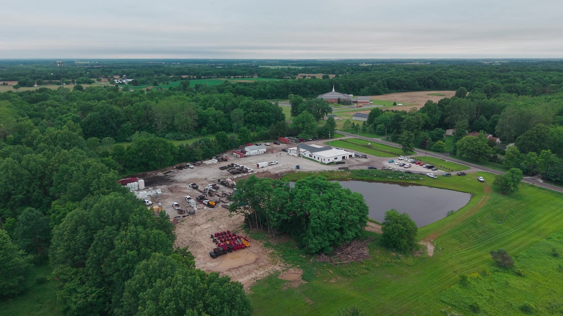 Aerial view of the Exscape Group headquarters and equipment yard
