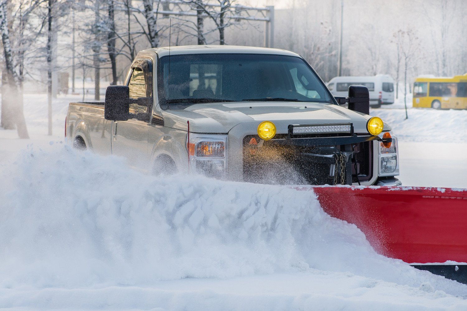 Commercial snow removal at a business property in Beachwood, OH