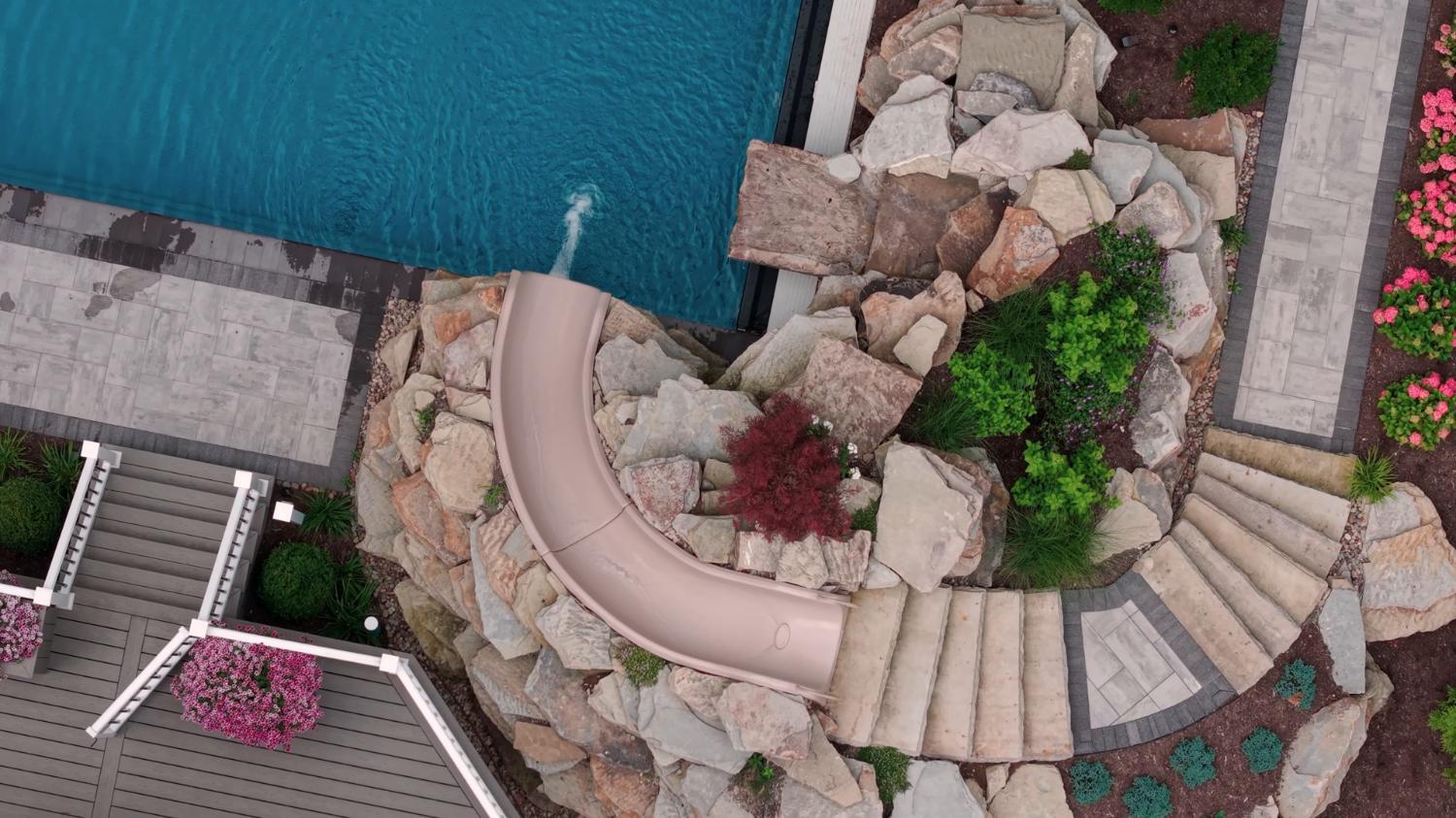 Custom pool and patio project designed by Exscape Designs in Ohio