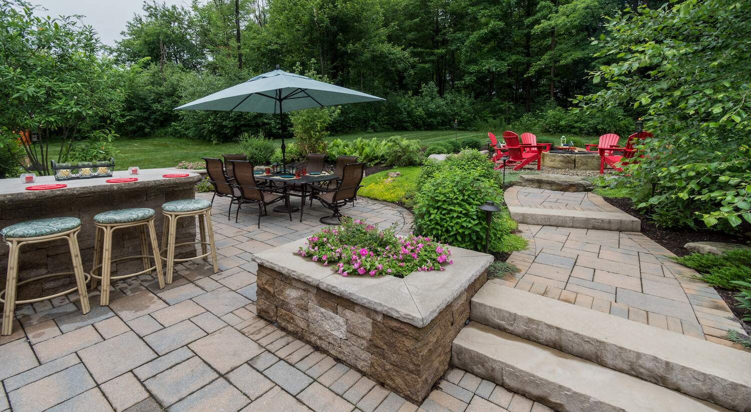 Expertly designed paver walkway and patio