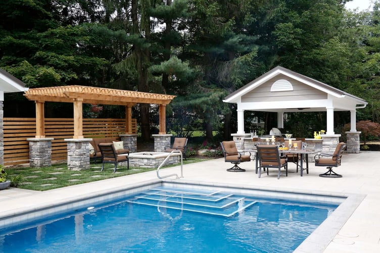 Luxury outdoor pavilion in Painesville, OH offering full protection from the elements