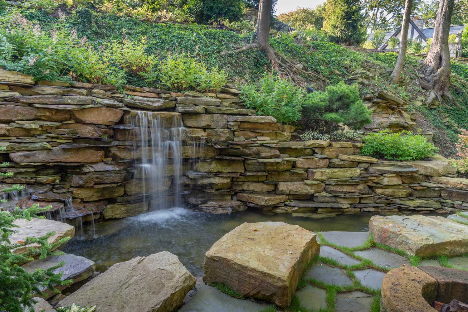Water features and waterfall in Moreland Hills, OH