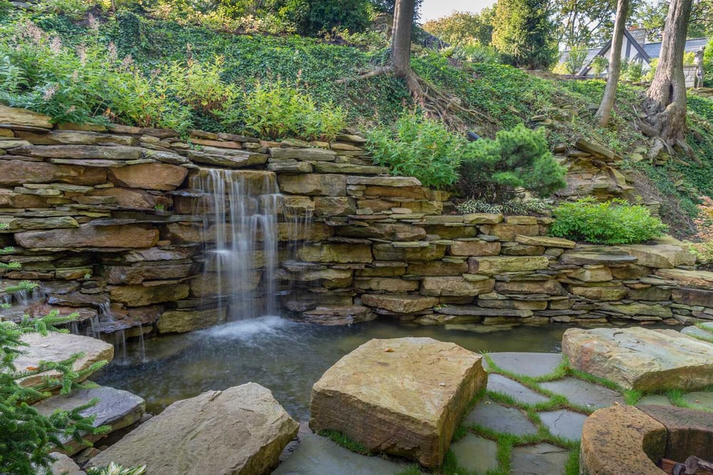 Water features and waterfall in Moreland Hills, OH