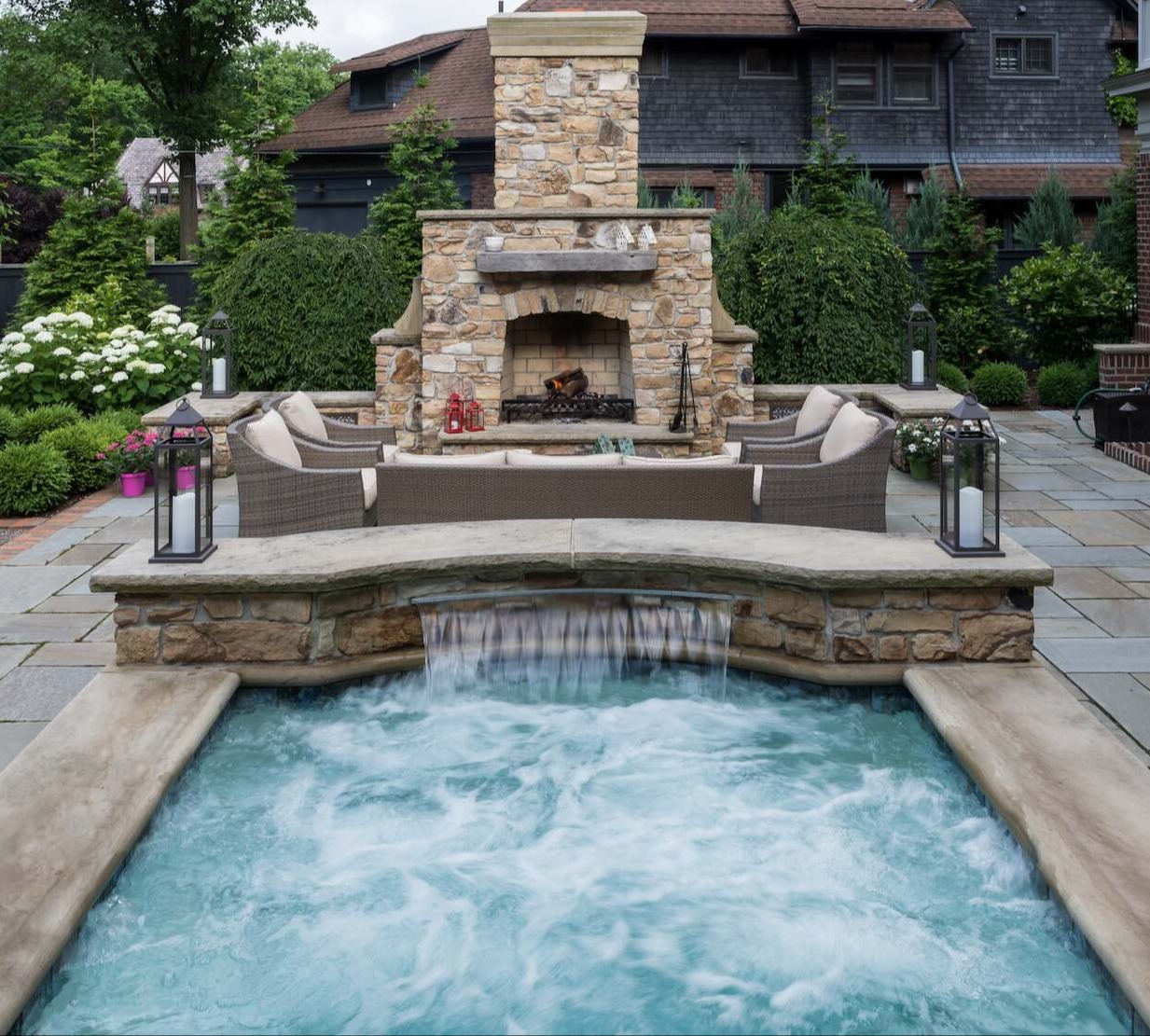 Waterfall installation in Auburn Township, OH for a dramatic backyard effect