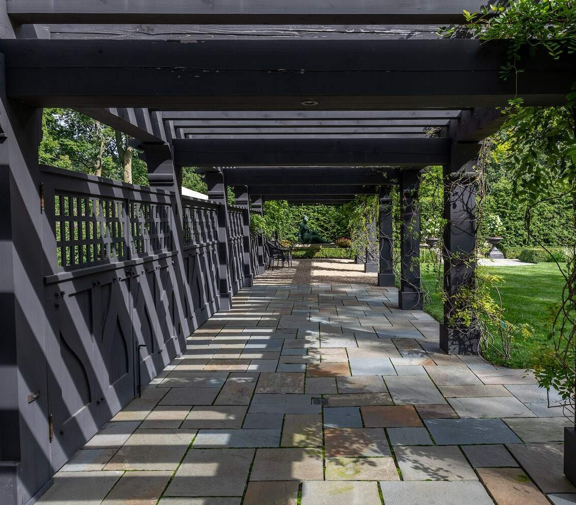 Wood pergola installation in Auburn Township, OH blending style and sun protection