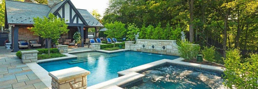 Large pool with beautiful patio