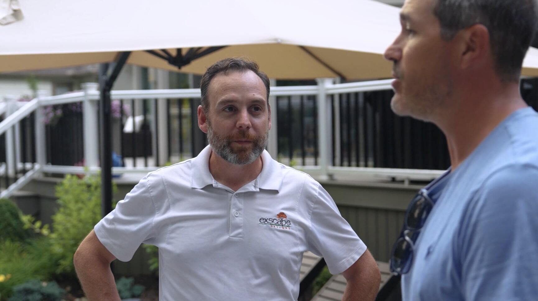 Landscape project manager meeting with client in South Russell OH