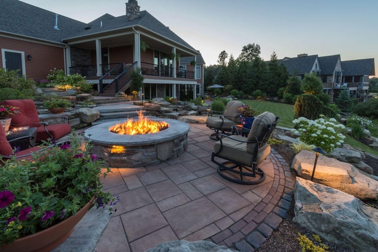 Rustic wood-burning fire pit in Bainbridge, OH perfect for family gatherings and relaxation