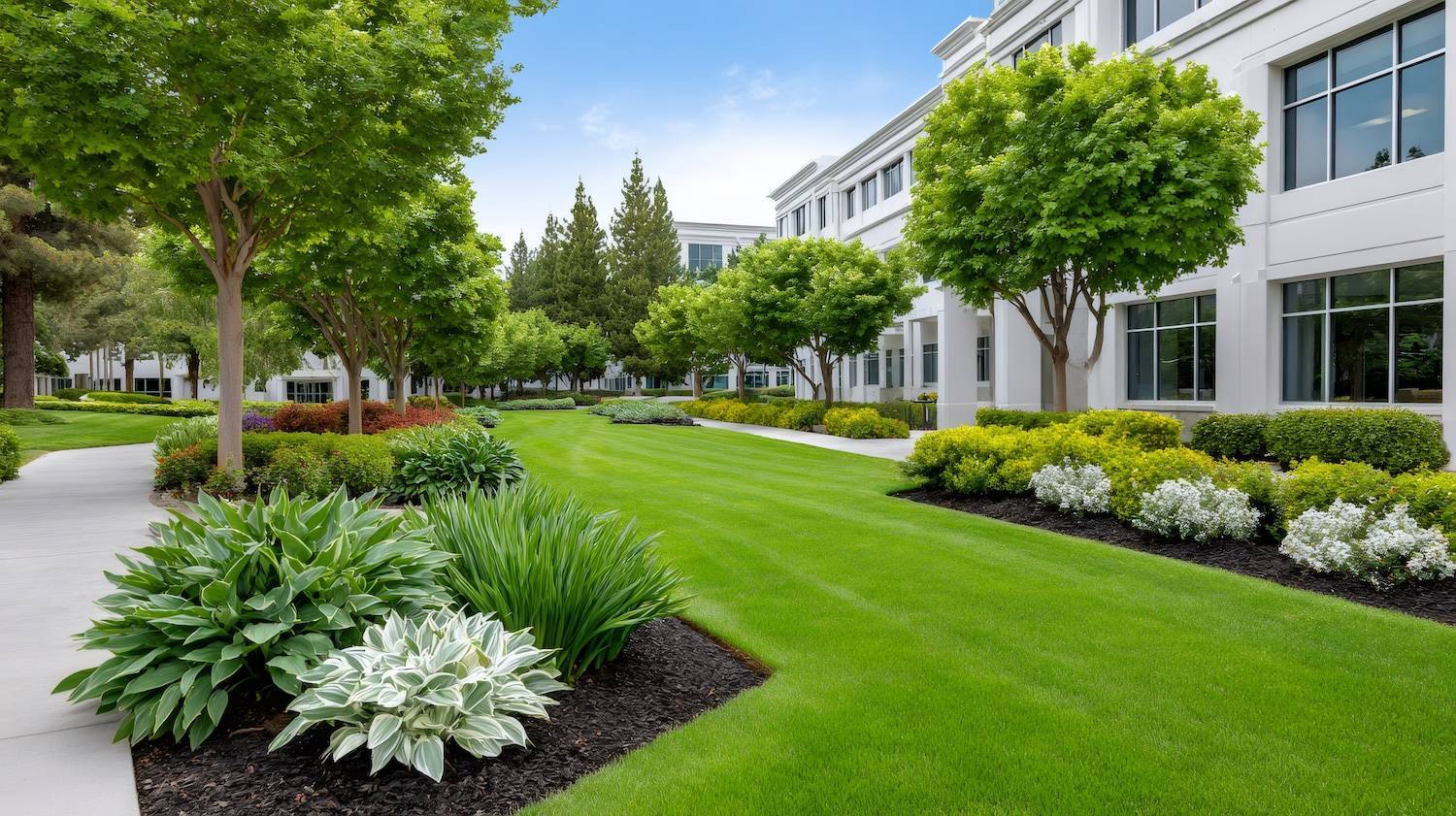 Commercial landscaping at an office property in Gahanna, OH