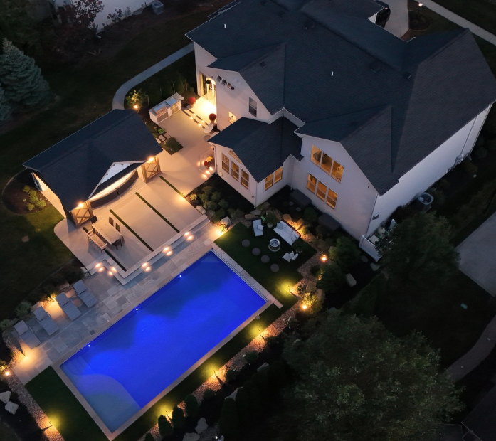 Low-voltage step and deck lighting after dark